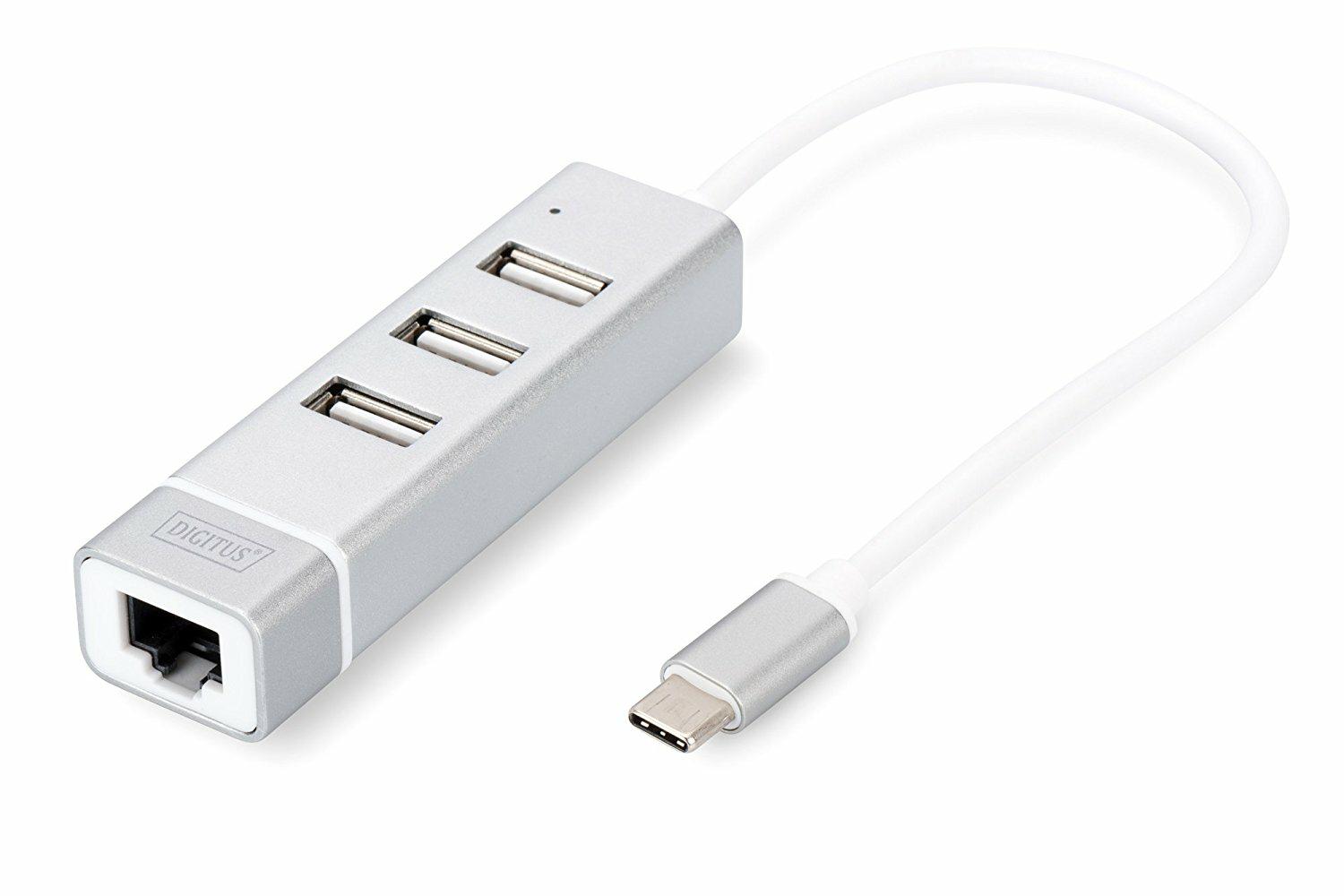 - HUB DIGITUS USB2.0 3PORTE USB3.0 TIPO "A" E 1 PORTA "RJ45"