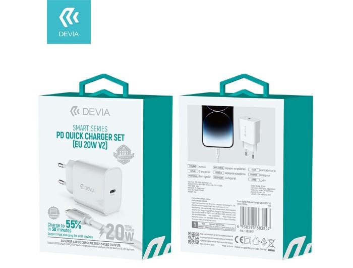 DEVIA CARICA BATTERIA RAPIDO PD 20W CON CAVO TYPE-C A LIGHTNING