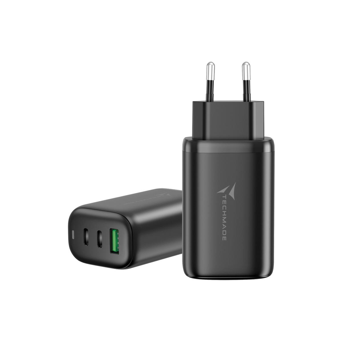 TECHMADE CARICATORE USBA+ 2xTYPE-C 65 WATT BLACK