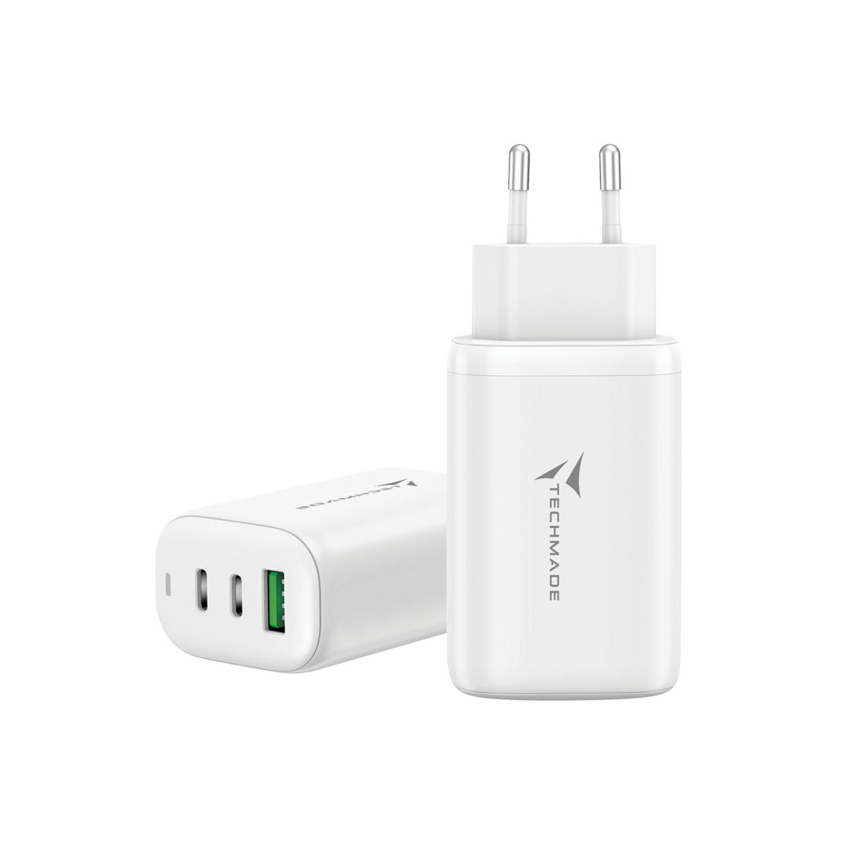 TECHMADE CARICATORE USBA+ 2xTYPE-C 65 WATT BIANCO